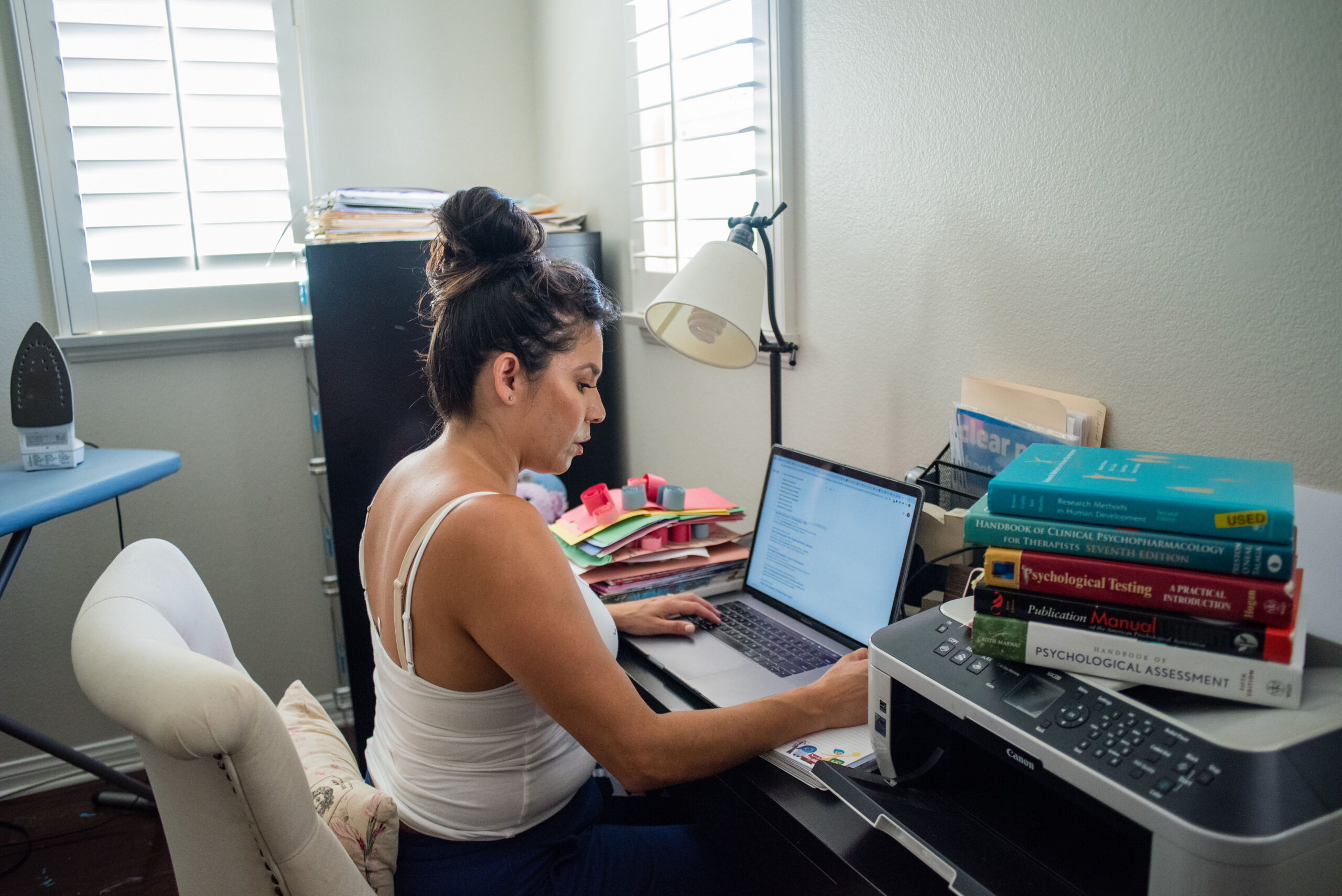 Veronica working at computer